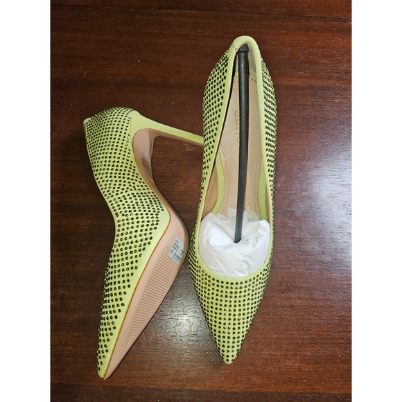 Schutz Lou Crystal Green Lime Rhinestones Slip On High Heeled Pumps Size 7 $128 - Picture 6 of 7